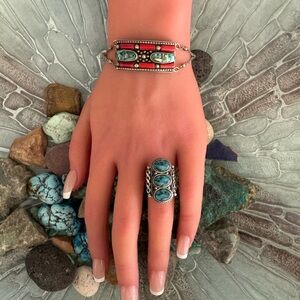 Sterling Silver southwestern Natural - YES Real Turquoise Adjustable band ring